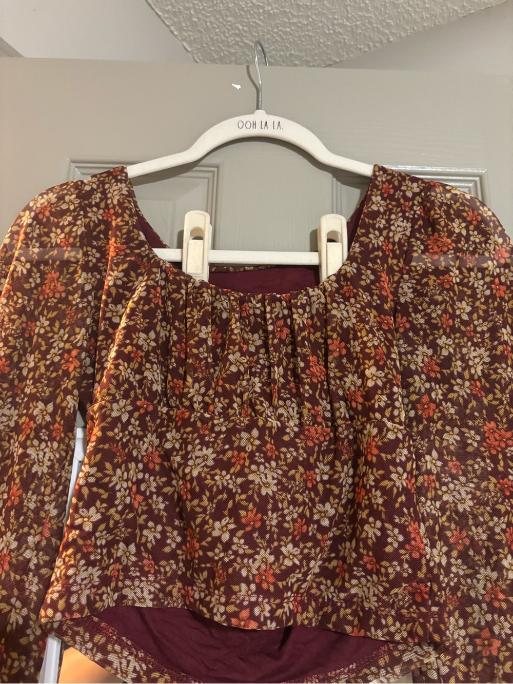 Altar'd State Burgundy Floral Peasant Top